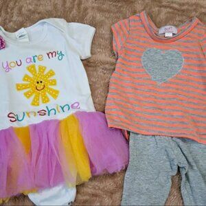 Colorful Baby Outfit Set with Tutu and Heart Design